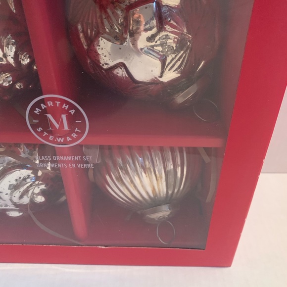 Martha Stewart Ornaments 4 Silver Glass Embellished Christmas Ornaments - Picture 3 of 6